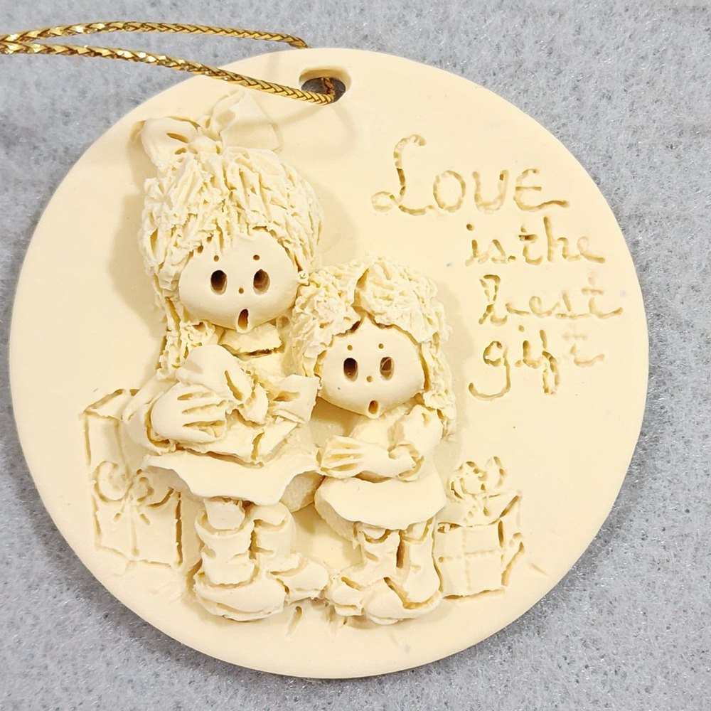 LOVE IS THE BEST GIFT Christmas Ornament Ceramic Vintage LaBerge 1993